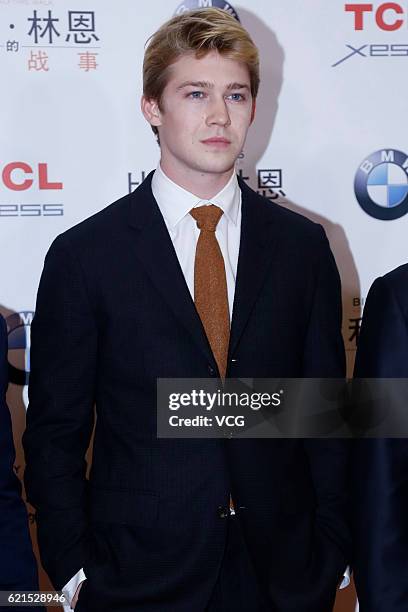 British actor Joe Alwyn attends the premiere of director Ang Lee's film "Billy Lynn's Long Halftime Walk" on November 6, 2016 in Beijing, China.