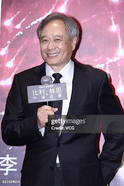 Director Ang Lee attends the premiere of his film "Billy Lynn's Long Halftime Walk" on November 6, 2016 in Beijing, China.