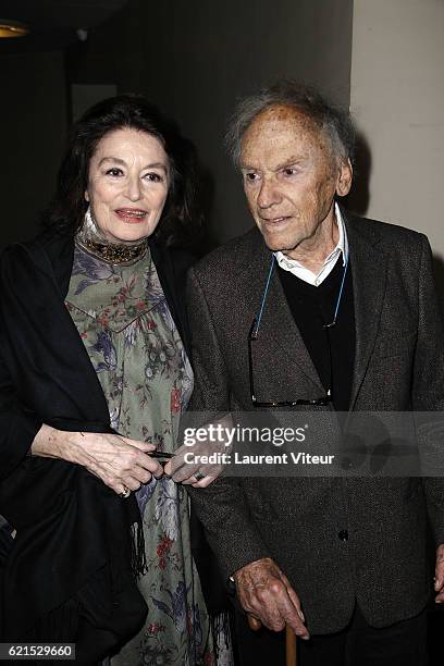 Actress Anouk Aime and Actor Jean-Louis Trintignant attend "Un Homme et Une Femme" Screening for Its 50th Anniversary at l'Arlequin on November 6,...