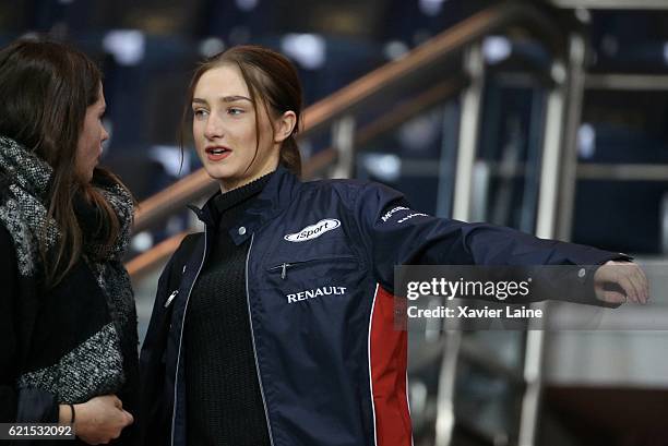 Mathilde Pinault attends the French Ligue 1 match between Paris Saint-Germain and Stade Rennes FC at Parc des Princes on November 6, 2016 in Paris,...