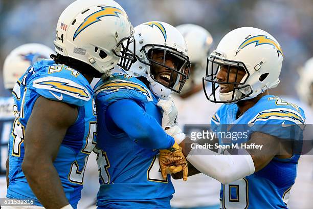 Melvin Ingram, Casey Hayward and Brandon Flowers of the San Diego News  Photo - Getty Images