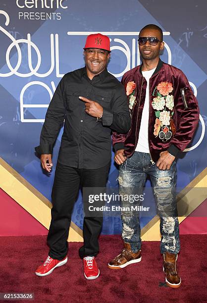 Musicians Markell Riley and Aqil Davidson of Wreckx-n-Effect attend the 2016 Soul Train Music Awards at the Orleans Arena on November 6, 2016 in Las...