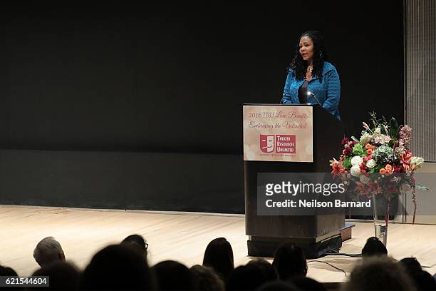 Tonya Pinkins speaks on stage during the 2016 TRU Love Benefit at The New York Public Library for the Performing Arts on November 6, 2016 in New York...