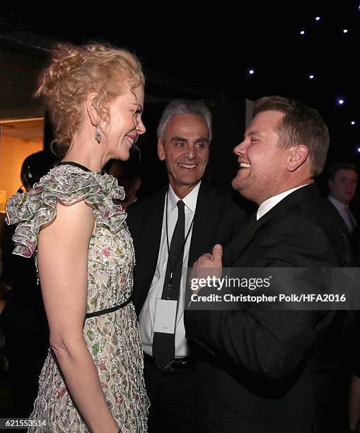 Actress Nicole Kidman and host James Corden attend the 20th Annual Hollywood Film Awards at The Beverly Hilton Hotel on November 6, 2016 in Beverly...