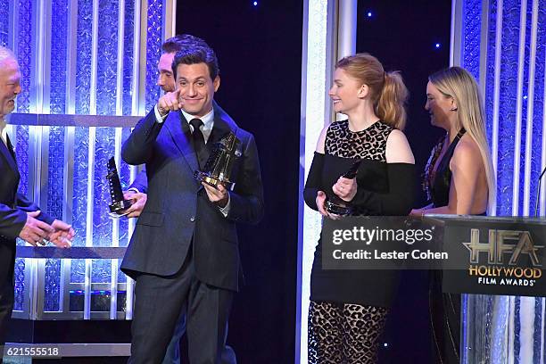 Actors Stacy Keach, Matthew McConaughey, Edgar Ramirez, Bryce Dallas Howard, recipients of the "Hollywood Ensemble Award" for "Gold" and host Kate...