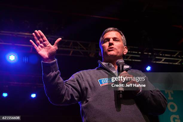 North Carolina Attorney General candidate Josh Stein speaks during Get Out the Vote at The Fillmore Charlotte on November 6, 2016 in Charlotte, North...