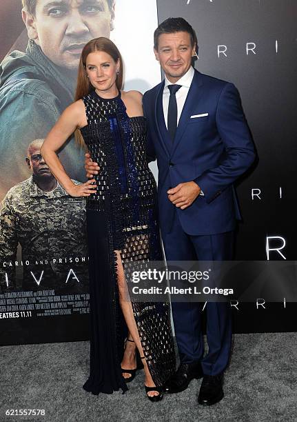 Actress Amy Adams and actor Jeremy Renner arrive for the premiere of Paramount Pictures' "Arrival" held at Regency Village Theatre on November 6,...