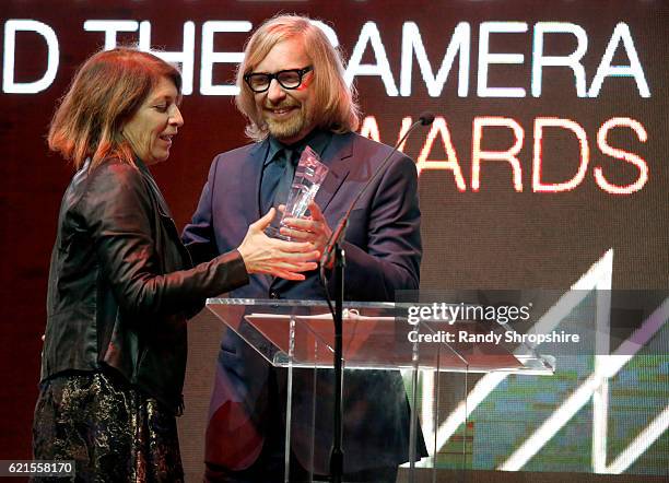 Honoree Maryann Brandon and director Morten Tyldum speak onstage during the Hamilton Behind The Camera Awards presented by Los Angeles Confidential...