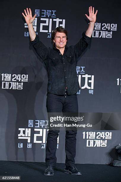 Actor Tom Cruise attends the 'Jack Reacher: Never Go Back' press conference on November 7, 2016 in Seoul, South Korea.