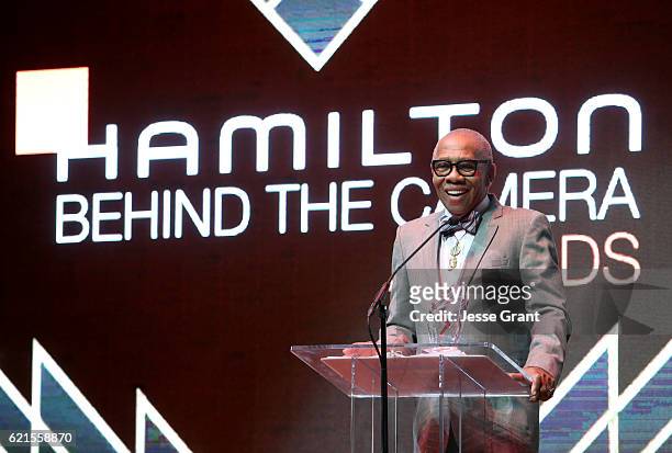 Honoree Kenneth Walker speaks onstage during the Hamilton Behind The Camera Awards presented by Los Angeles Confidential Magazine at Exchange LA on...