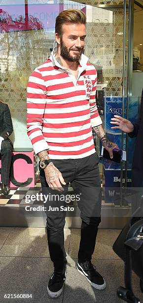 David Beckham is seen in Ginza shopping area on November 7, 2016 in Tokyo, Japan.
