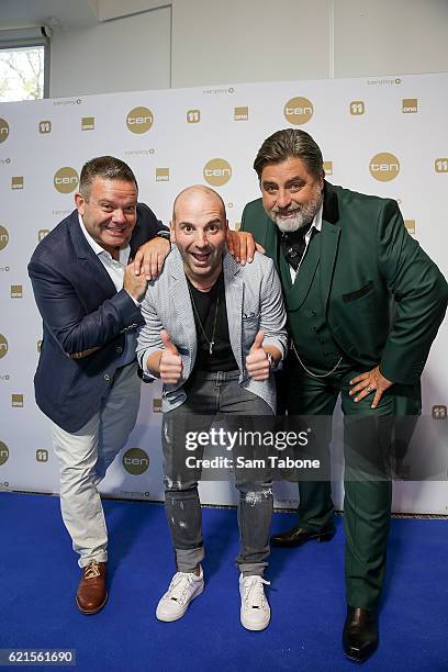 Gary Mehigan, George Colombaris and Matt Preston during Network Ten 2017 Upfronts on November 7, 2016 in Melbourne, Australia.