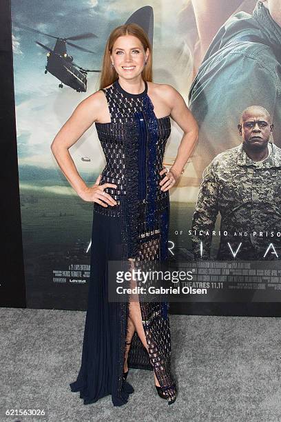 Amy Adams arrives for the Premiere Of Paramount Pictures' "Arrival" at Regency Village Theatre on November 6, 2016 in Westwood, California.