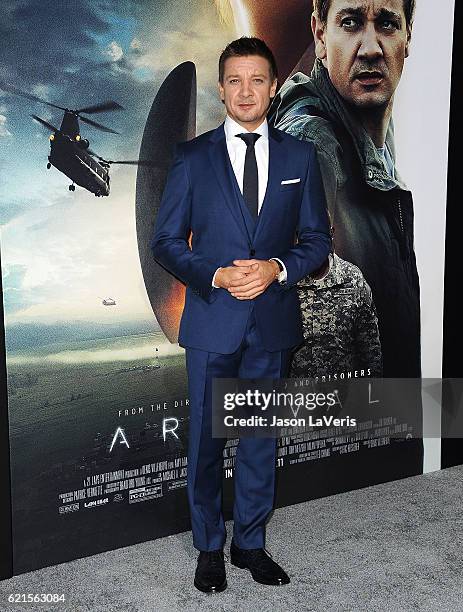 Actor Jeremy Renner attends the premiere of Paramount Pictures' "Arrival" at Regency Village Theatre on November 6, 2016 in Westwood, California.