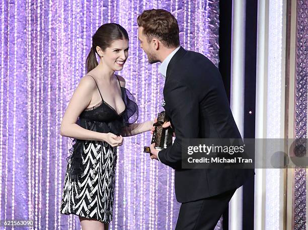 Anna Kendrick and Justin Timberlake onstage during the 20th Annual Hollywood Film Awards held at The Beverly Hilton Hotel on November 6, 2016 in...
