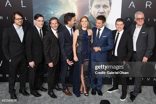 Producer Dan Cohen, screenwriter Eric Heisserer, producer Aaron Ryder, producer Shawn Levy, Amy Adams, Jeremy Renner, producer Dan Levine and...