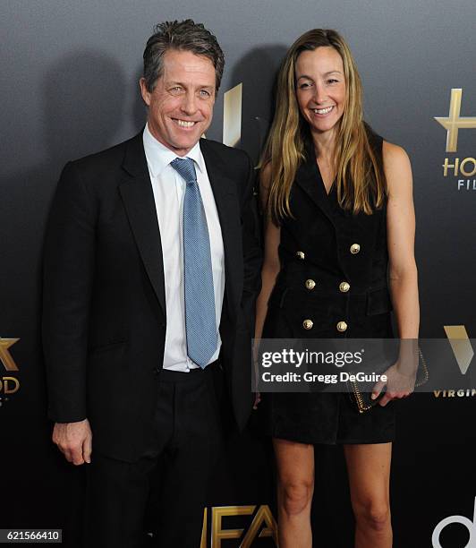 Actor Hugh Grant and Anna Elisabet Eberstein arrive at the 20th Annual Hollywood Film Awards at The Beverly Hilton Hotel on November 6, 2016 in Los...