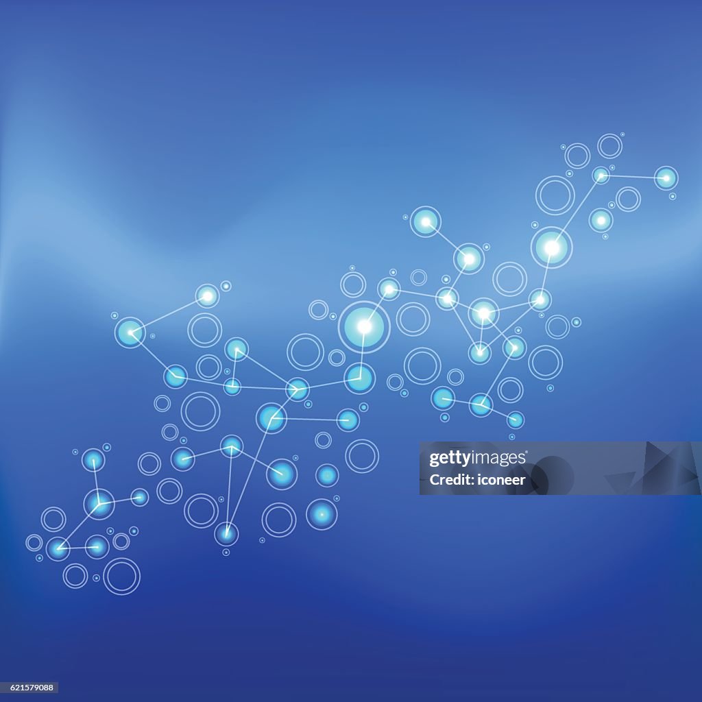 Network abstract illustration on bright blue background