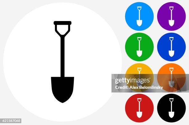 ilustrações de stock, clip art, desenhos animados e ícones de shovel icon on flat color circle buttons - pa