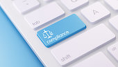 Modern Keyboard wih Blue Compliance Button