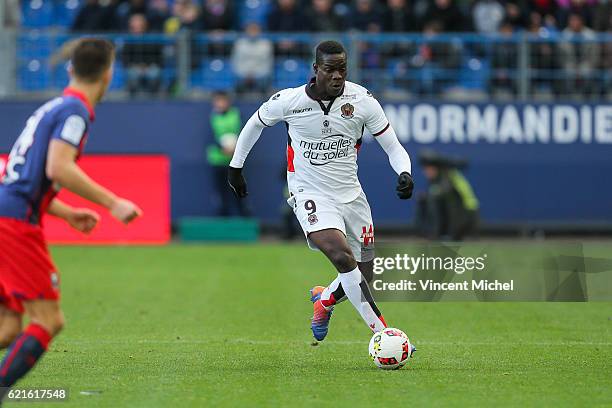 Mario Balotelli of Nice during the Ligue 1 match between SM Caen and OGC Nice at Stade Michel D'Ornano on November 6, 2016 in Caen, France.