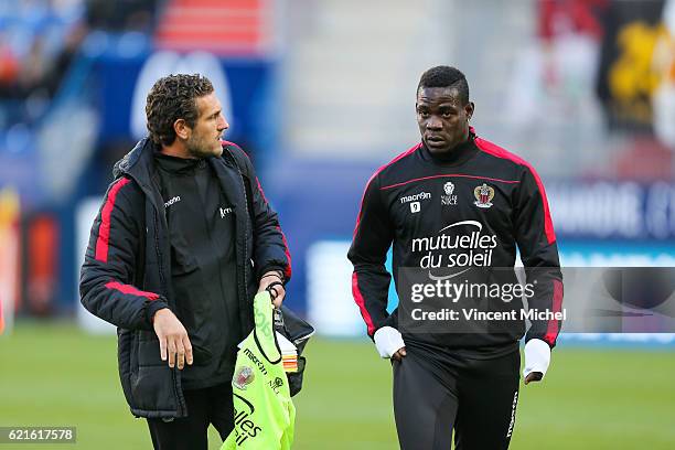 Mario Balotelli of Nice during the Ligue 1 match between SM Caen and OGC Nice at Stade Michel D'Ornano on November 6, 2016 in Caen, France.