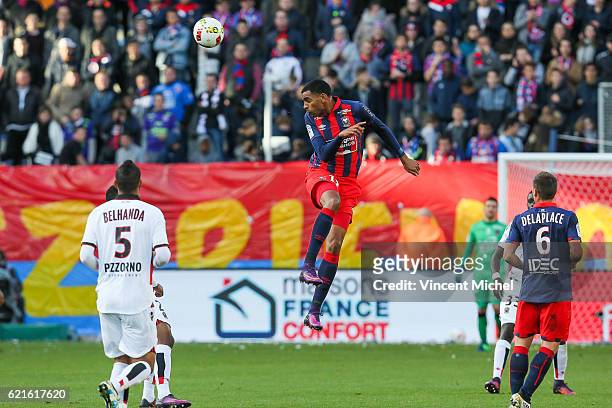 Ronny Rodelin of Caen during the Ligue 1 match between SM Caen and OGC Nice at Stade Michel D'Ornano on November 6, 2016 in Caen, France.