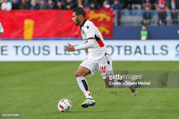 Younes Belhanda of Nice during the Ligue 1 match between SM Caen and OGC Nice at Stade Michel D'Ornano on November 6, 2016 in Caen, France.
