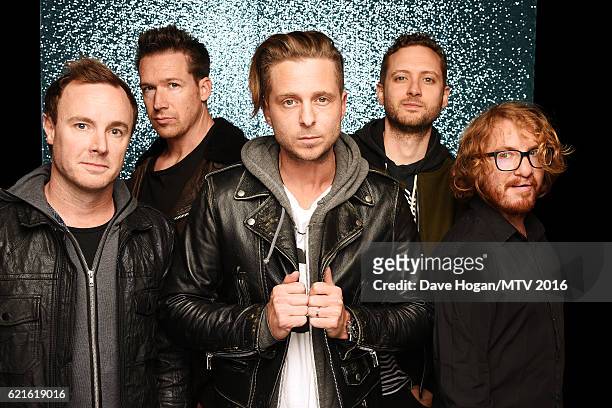 Eddie Fisher, Zach Filkins, Ryan Tedder, Brent Kutzle and Drew Brown of OneRepublic attend the MTV Europe Music Awards 2016 on November 6, 2016 in...