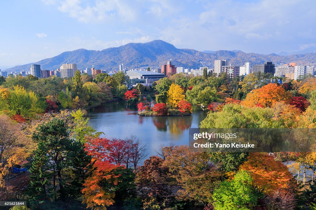 Autumnal scene of Nakajima Park, Sapporo, Hokkaido, Japan