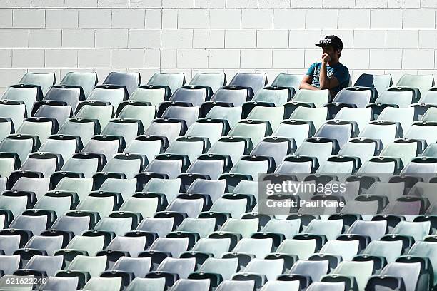 Spectator looks on during day five of the First Test match between Australia and South Africa at the WACA on November 7, 2016 in Perth, Australia.