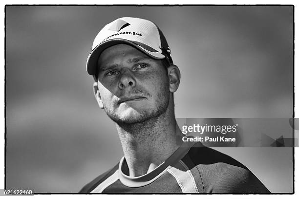 Steve Smith of Australia looks on after being defeated by South Africa during day five of the First Test match between Australia and South Africa at...
