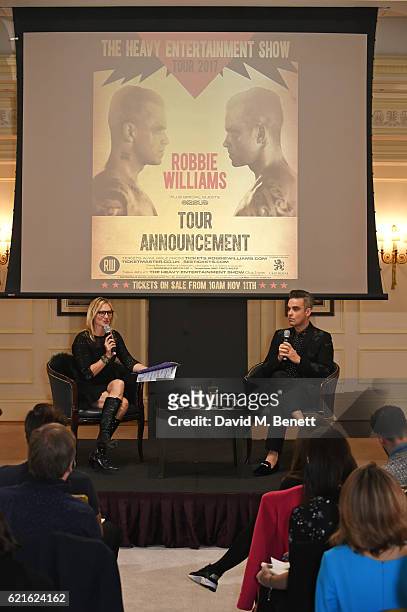 Robbie Williams speaks with Jo Whiley as he announces his new album "The Heavy Entertainment Show" and new tour "The Heavy Entertainment Tour"...