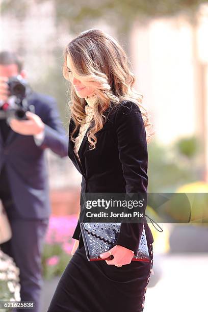 Queen Rania of Jordan arrives at the State opening of the Parliament on November 7 in Amman, Jordan. King Abdullah addressed the recently elected...