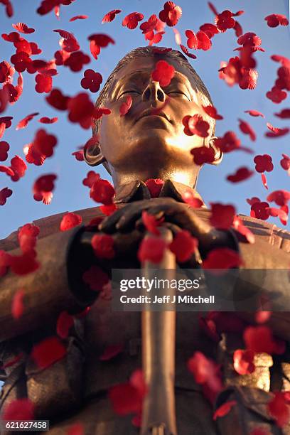 General view of the Every Man Remembered statue in George Square on November 7, 2016 in Glasgow, Scotland. The 23ft WW1 travelling statue Every Man...