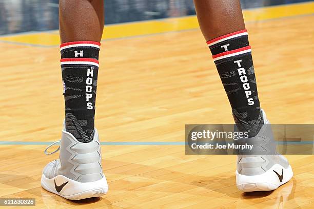 The shoes of Zach Randolph of the Memphis Grizzlies during the game against the Portland Trail Blazers on November 6, 2016 at FedExForum in Memphis,...