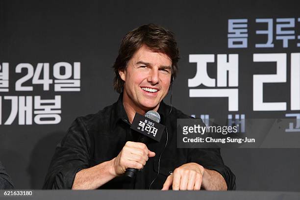 Tom Cruise attends the press conference and photocall of the Paramount Pictures' 'Jack Reacher: Never Go Back' ahead of the Seoul Premiere at the...