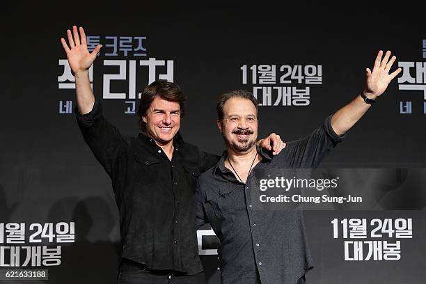 Tom Cruise and Edward Zwick attend the press conference and photocall of the Paramount Pictures' 'Jack Reacher: Never Go Back' ahead of the Seoul...