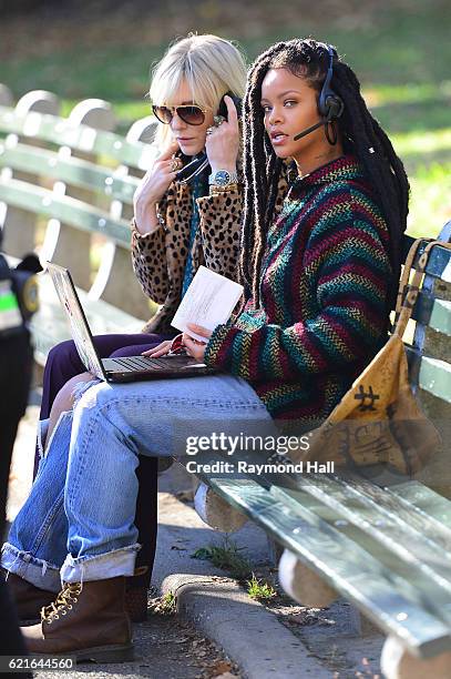 Singer Rihanna and Cate Blanchett are seen on the set of Ocean's 8 in "Central Park"on November 7, 2016 in New York City.