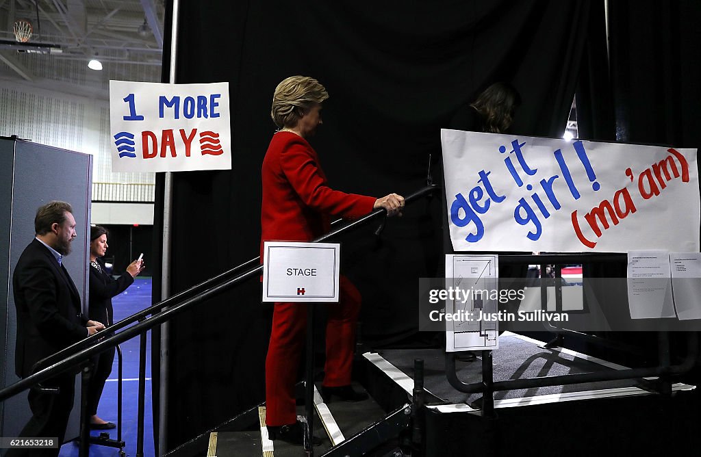 Hillary Clinton Campaigns Across US One Day Ahead Of Presidential Election