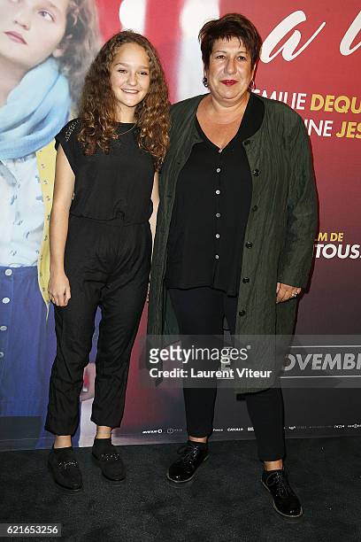 Actress Jeanne Jestin and Actress Annie Gregorio attend "Maman a Tort" Paris Premiere at UGC Cine Cite des Halles on November 7, 2016 in Paris,...