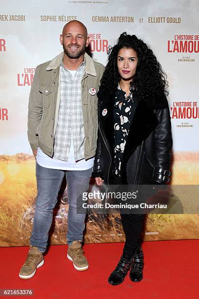 Sabrina Ouazani and Franck Gastambide attend "L'Histoire de L'Amour" Paris Premiere at Gaumont Capucines on November 7, 2016 in Paris, France.