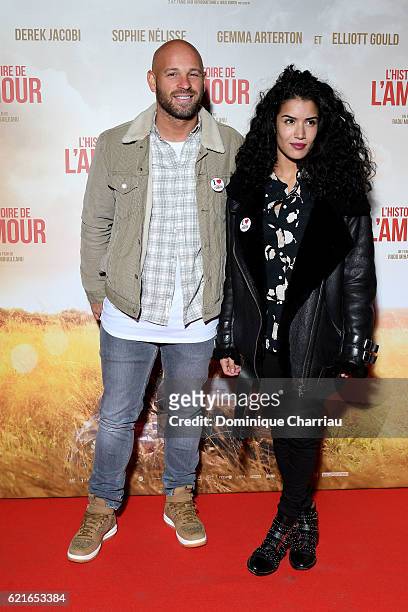 Sabrina Ouazani and Franck Gastambide attend "L'Histoire de L'Amour" Paris Premiere at Gaumont Capucines on November 7, 2016 in Paris, France.