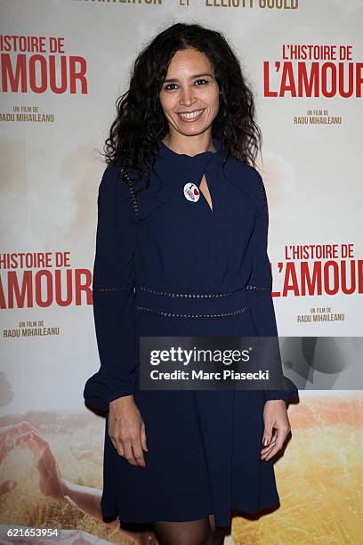 Journalist Aida Touihri attends the 'L'Histoire de l'Amour' Premiere at Gaumont Capucines on November 7, 2016 in Paris, France.