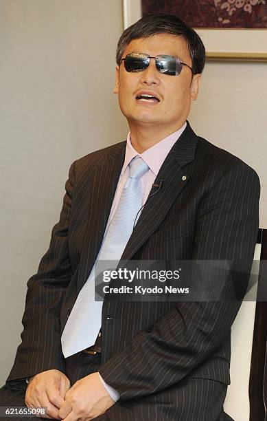 Taiwan - Chinese human rights advocate Chen Guangcheng is interviewed by Kyodo News in Taipei on June 24, 2013. Chen has been living in the United...