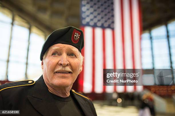 Staff Sergeant James Wainscoat, the man who stood up at a Obama/Hillary rally in eastern North Carolina this week attends Trump event in Raleigh,...