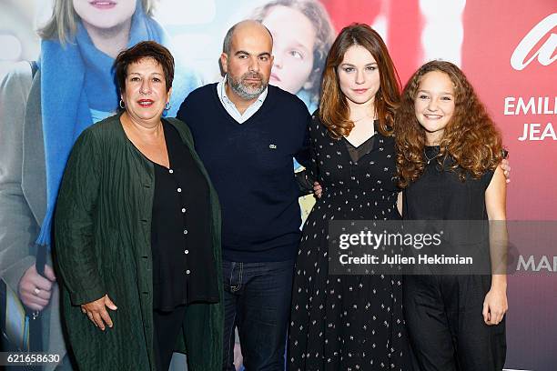Actress Annie Gregorio, Director Marc Fitoussi, Actress Emilie Dequenne and Actress Jeanne Jestin attend 'Maman A Tort' Paris Premiere at UGC Cine...