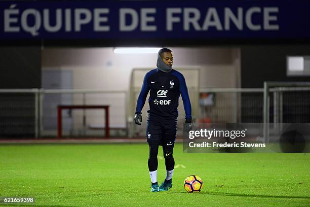 French Football Team defender Patrice Evra during the training session on November 7, 2016 in Clairefontaine, France. The first training ahead of the...