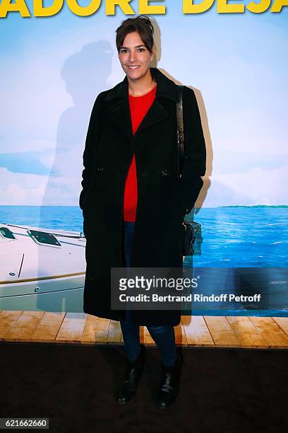 Actress Charlotte Gabris attends the "Ma famille t'adore deja' Paris Premiere at Cinema Elysee Biarritz on November 7, 2016 in Paris, France.