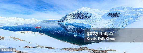 panorama of neko bay, antarctica - antarctic peninsula stock-fotos und bilder